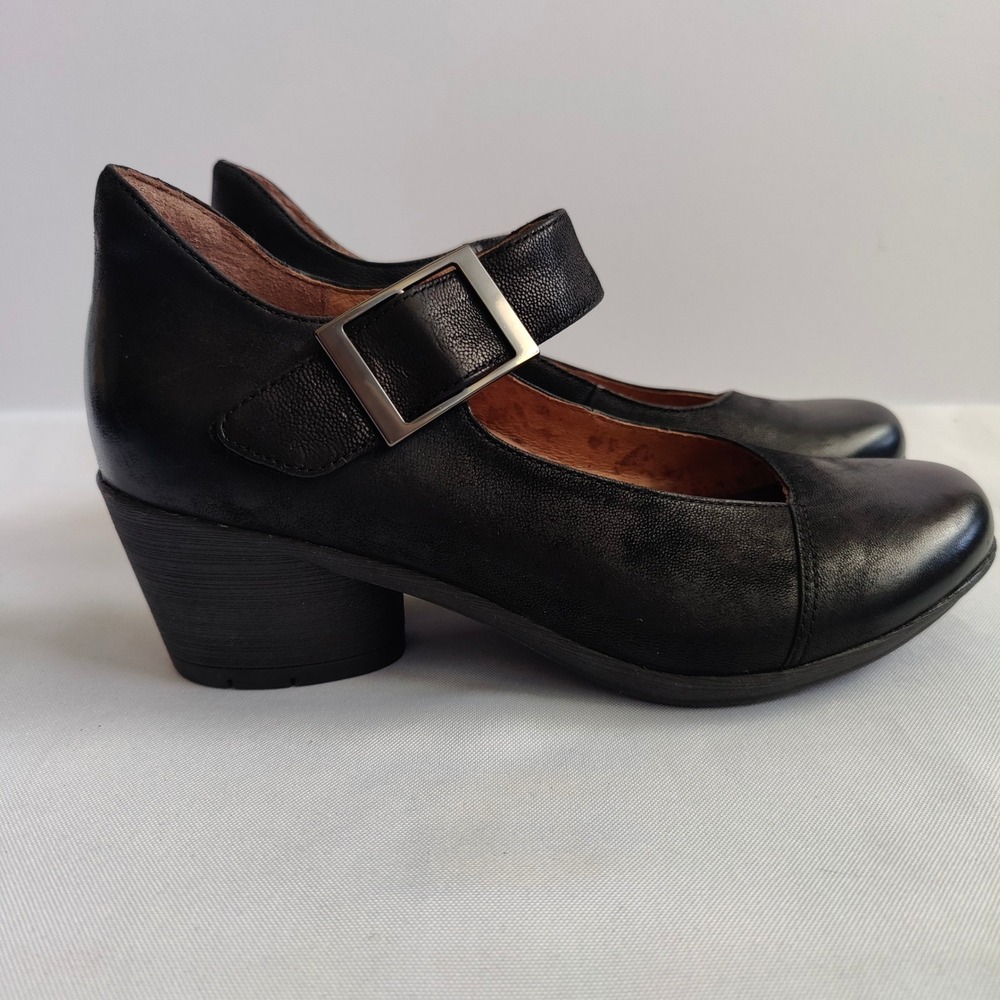 Dansko Roxanne Black Leather Mary Jane Block Heel Clogs Pumps Sz 6 Career Office - Picture 4 of 9